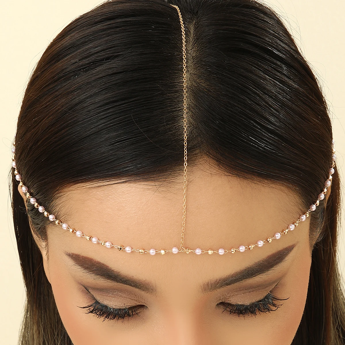 Boho Pearl Head Chain Vintage Headpieces Wedding Hair Jewelry Party Festival Hair Accessories for Women and Girls