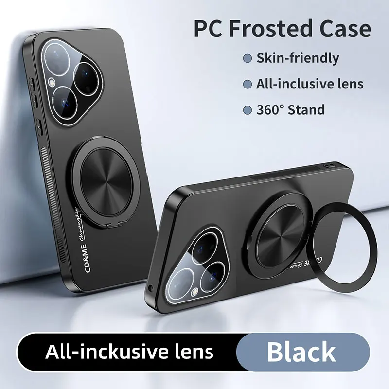 Luxus AG Matte Hülle für Huawei Pura 80 70 Ultra 70 Pro Magnetischer PC Frosted 360-Grad-Halterung Ständer Schutzhülle
