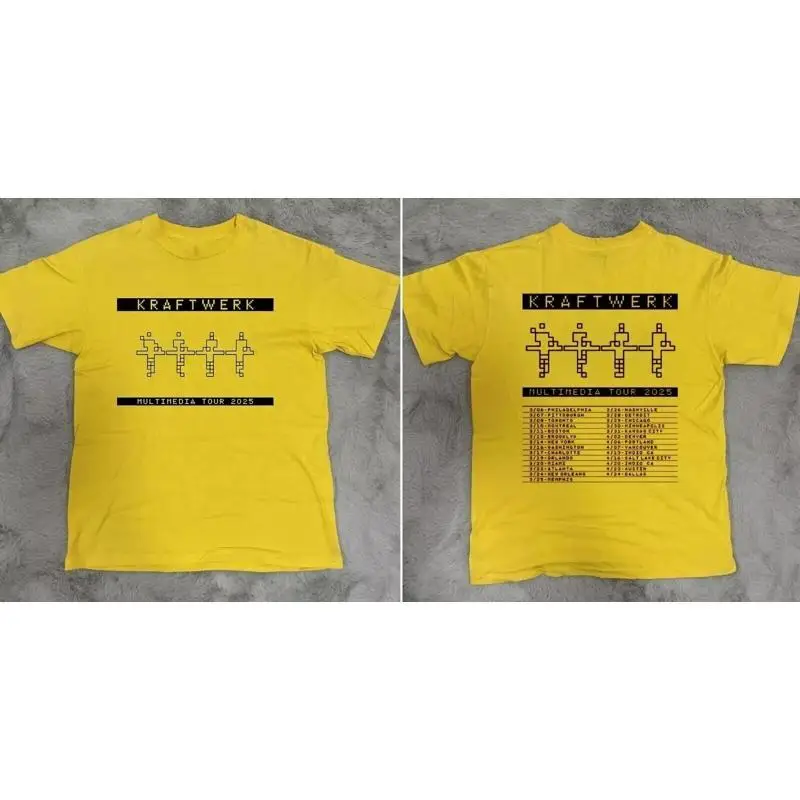 NEW Kraftwerk Multimedia Tour Dates 2025 Yellow T Shirt
