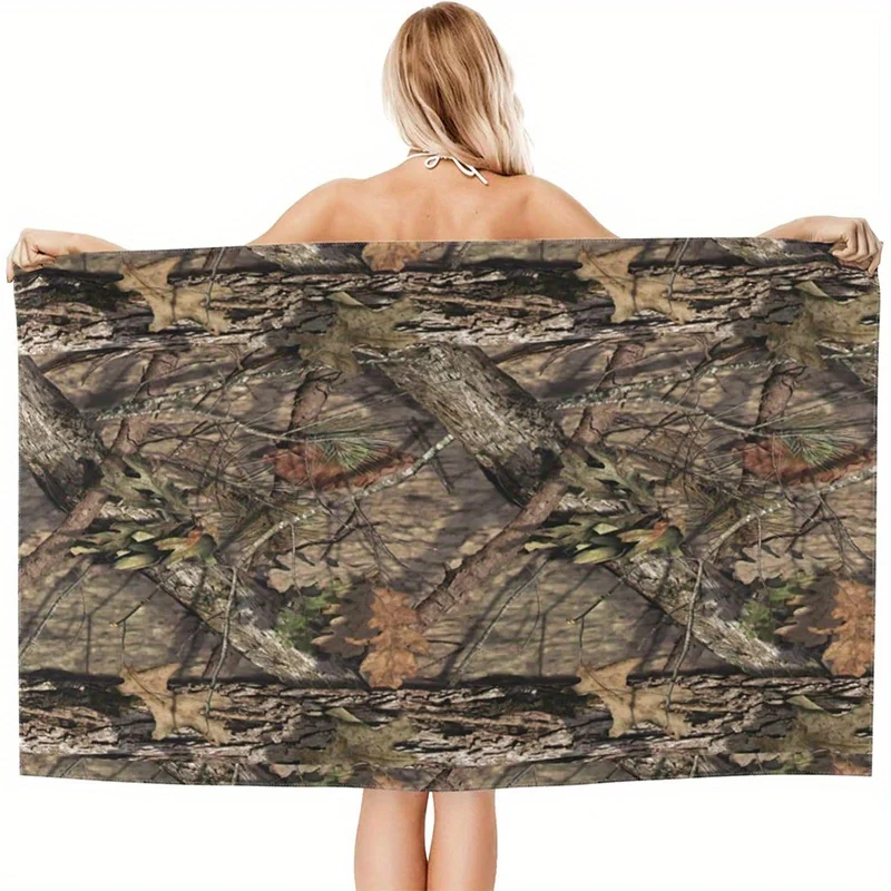Beach Towel Camouflage Print Pattern Sunscreen And Windproof Suitable For Swimming Pool Camping Travel Blanket