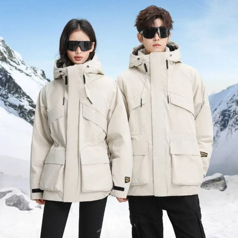 

Outcoat Black Gold Style Short Down Jacket Couples Winter Thickened White Duck Down Fashionable Workwear Comfortable Warm Unisex