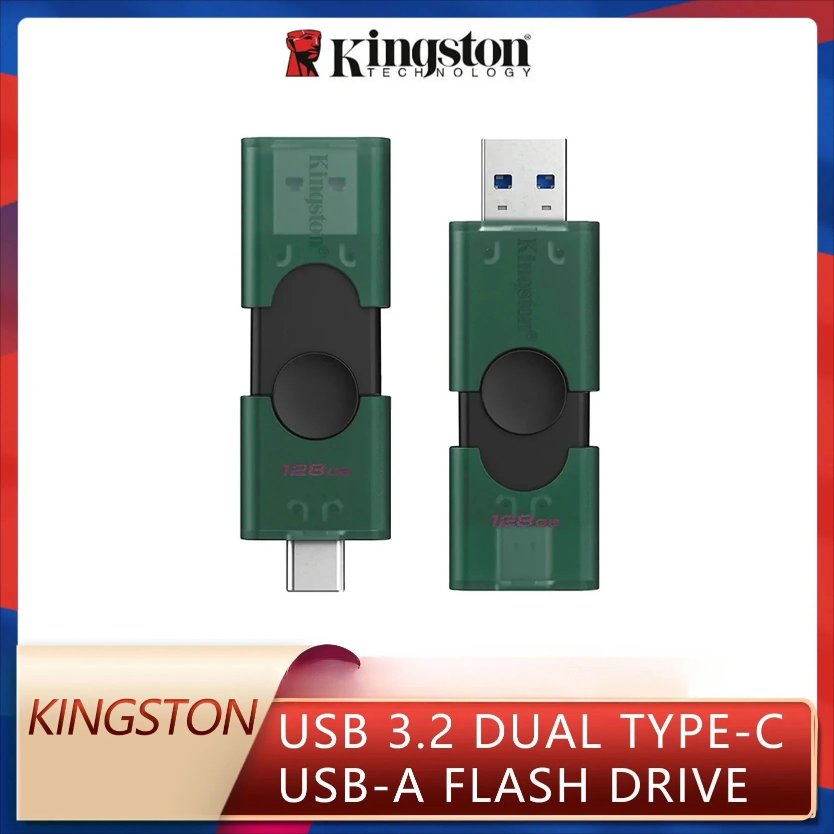 Kingston USB 3.2 Dual Type-C USB-A Flash Drive 128GB 256GB OTG Pendrive Memory Stick for iPhone 15 16 Original DTDEG2 U Disk