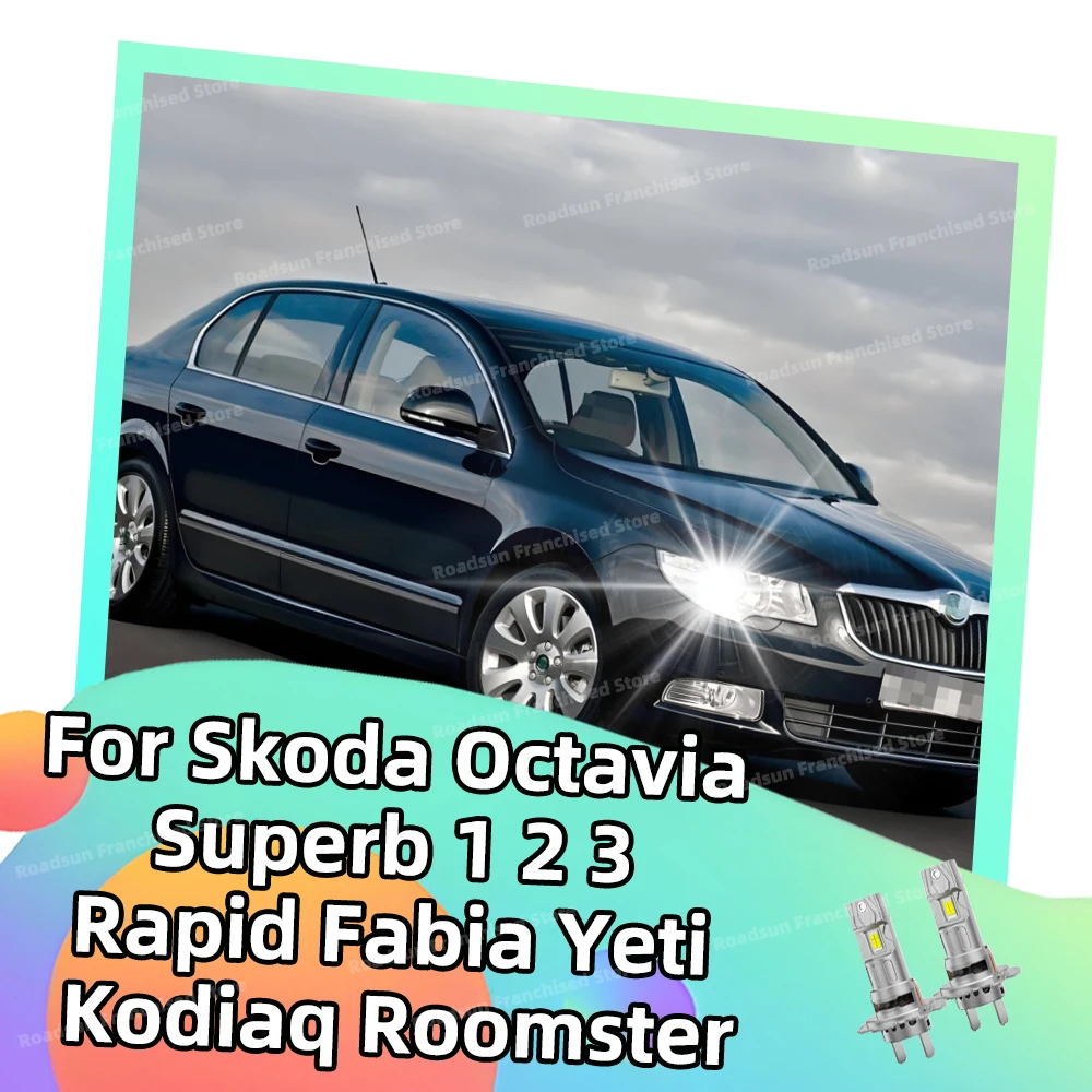 

2x Turbo Headlights 6000K CSP 3570 Lamp Bulbs 30000LM For Skoda Octavia 2004-2020 Superb 1 2 3 Rapid Fabia Yeti Kodiaq Roomster