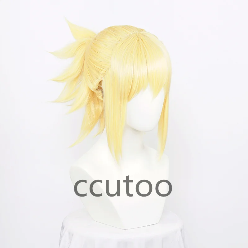 ccutoo Synthetic Hair Kohaku Anime Dr.Stone Cosplay Wig Golden Ponytail Heat Resistance Costume Wigs+ Free Wig Ca