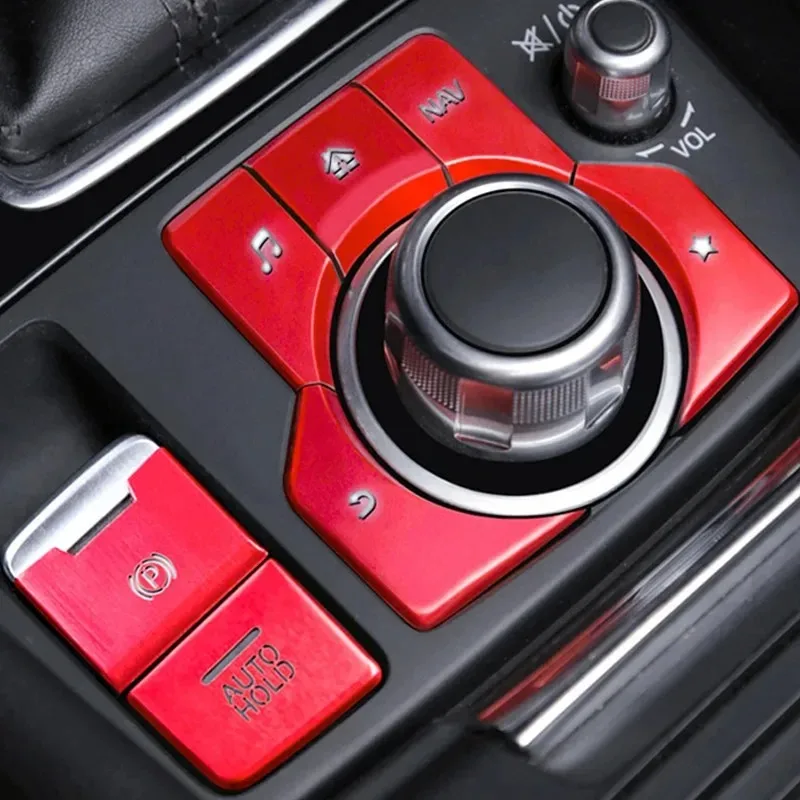 

For Mazda 3 Axela CX-4 CX-5 KF Car Handbrake Parking Brake AUTO HOLD Multimedia Button Cover Trim Sticker Interior Accessories