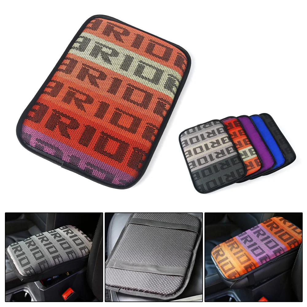 JDM Fabric Car Armrest Pad Cover Center Console Box Cushion Mat Fit For Universal Auto Tuning Racing