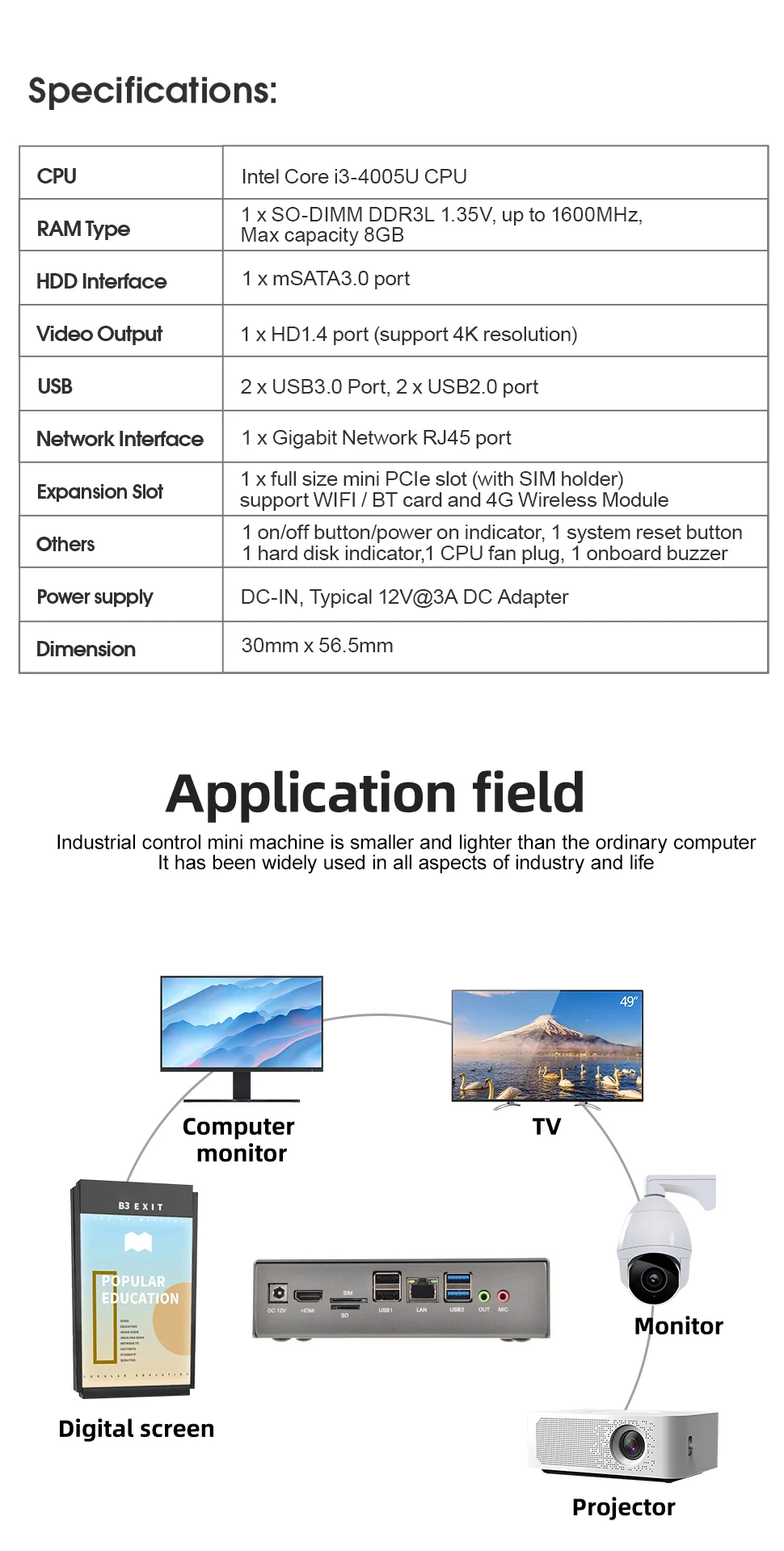 JINGSHA игровой мини-ПК I3 Core i3-4005U 4 ГБ 8 ГБ RAM 128 ГБ 256 ГБ SSD Windows 11 настольный компьютер Windows 10 WiFi BT 4K HD