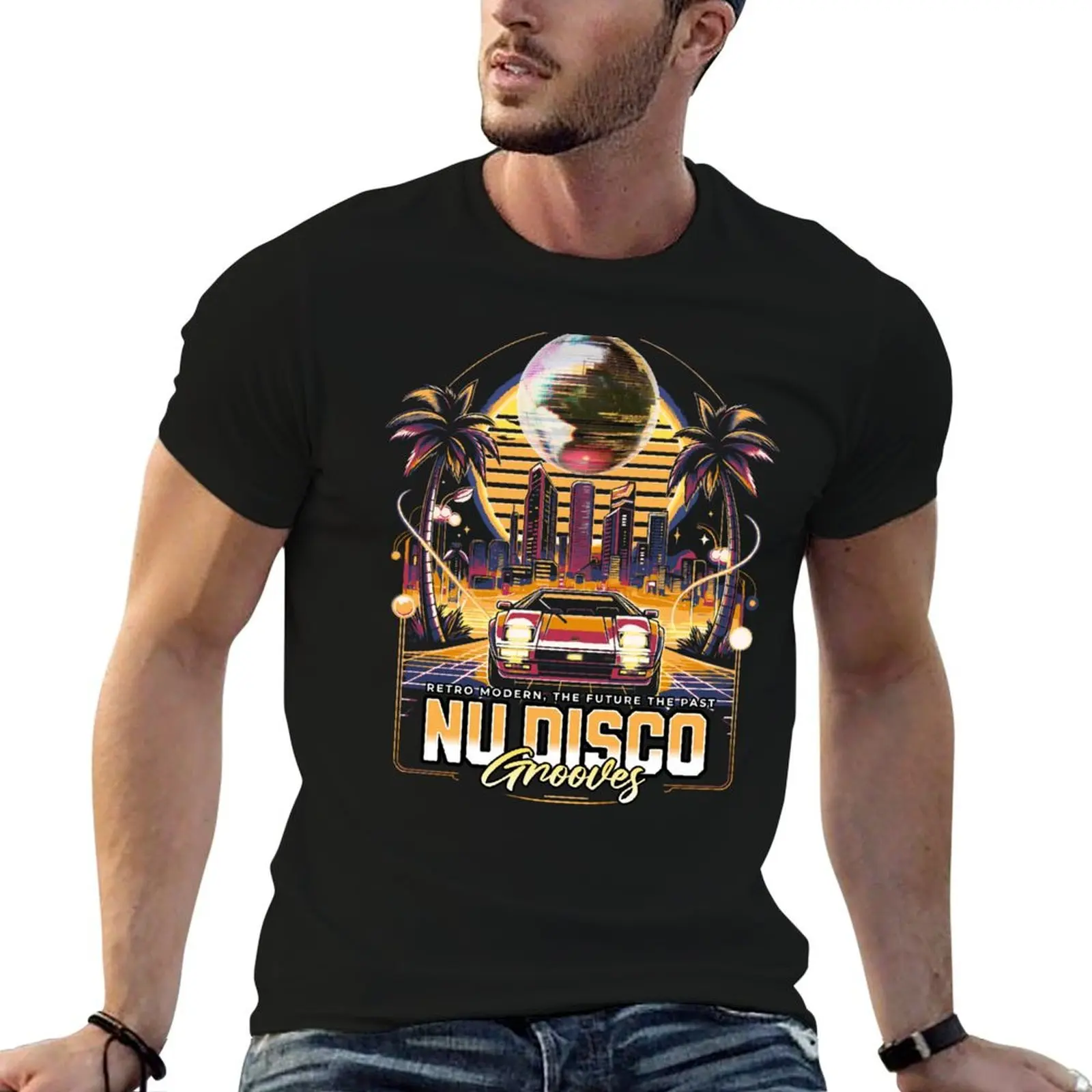 

NU DISCO - Neon Grooves (yellow) T-Shirt man t shirts graphic funny t shirts dark humor T-Shirt