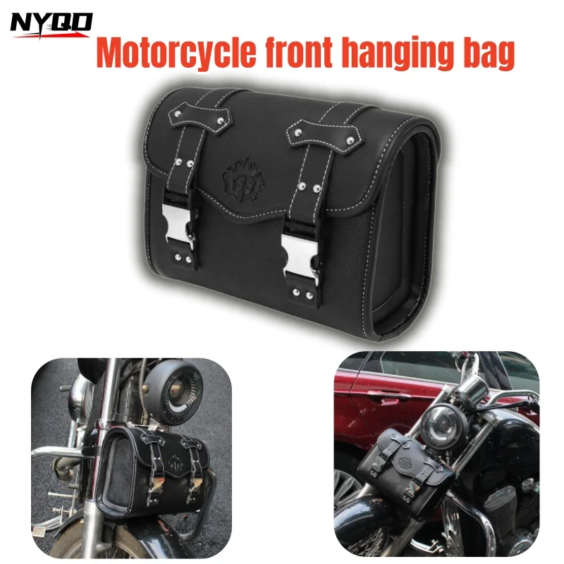 Motorcycle Retro Front Bag Suitable for Cruising Prince's Universal Front Storage Tool Bag, Rear Hanging Bag Leather Waterproof