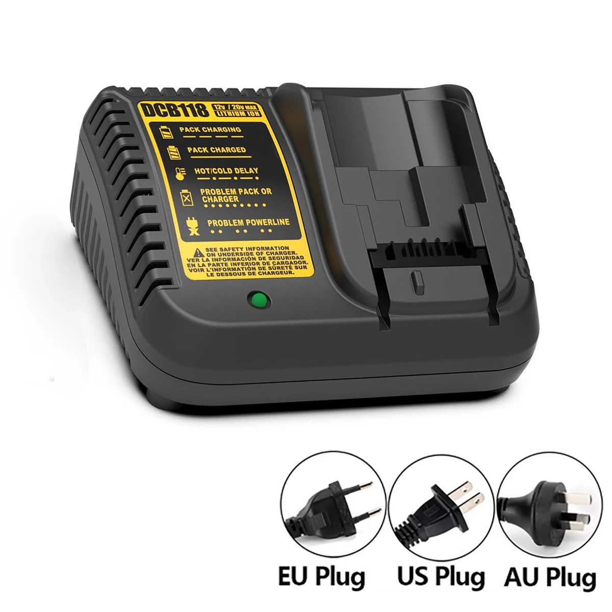 DCB118 Fast Charger Compatible with Dewalt 18V 20V Lithium Battery DCB120 DCB127 DCB121 DCB204 DCB205 DCB206