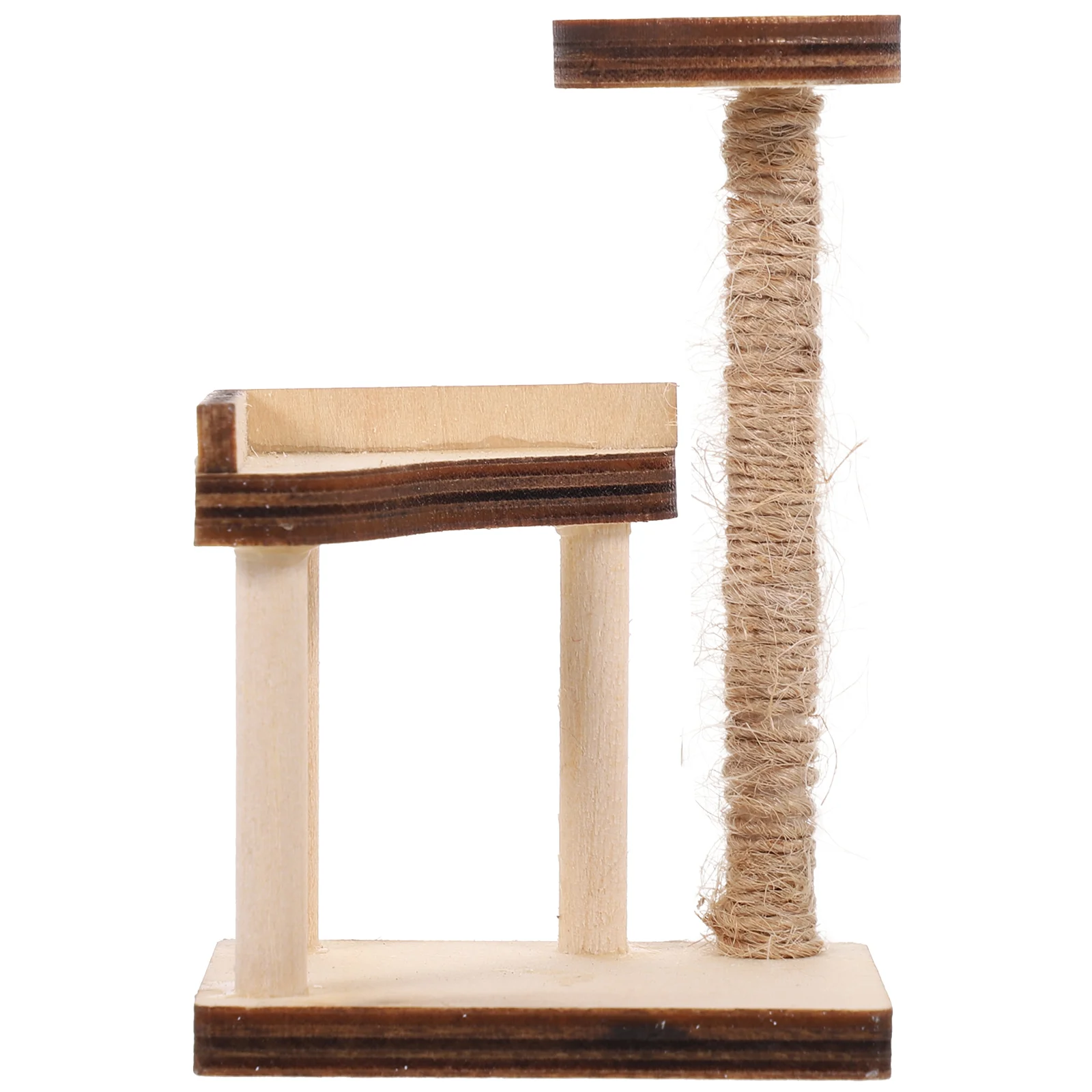 1:12 casa de bonecas mini móveis modelo de cena em miniatura simples estrutura de escalada de gato em branco ( 633001 -1) Decoração de árvore pequena de madeira