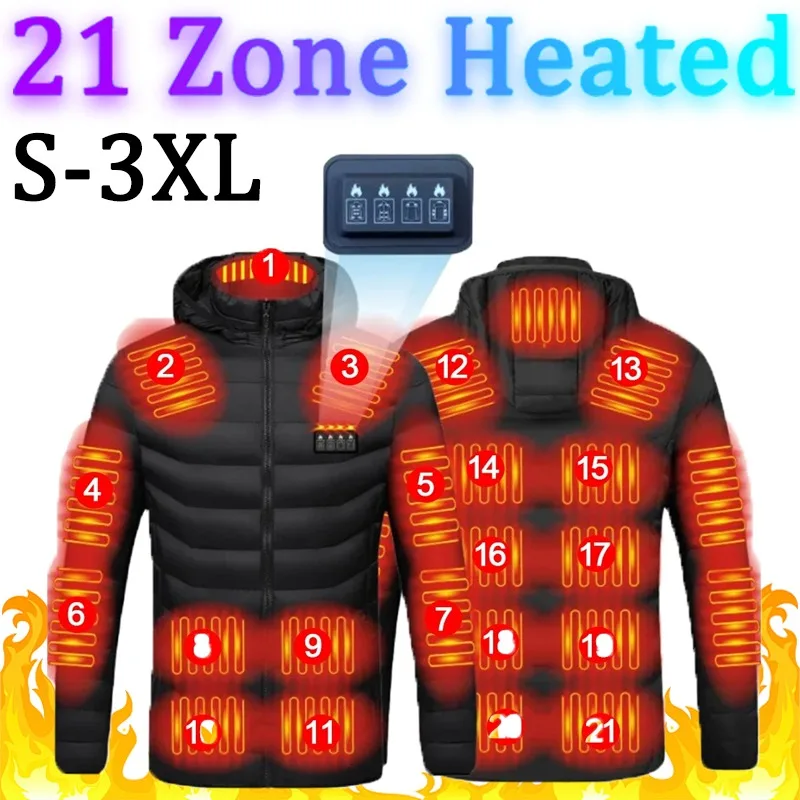 

Men 21 Areas Heated Jacket USB Electric Heating Vest For women Winter Outdoor Warm Thermal Coat Parka Jacket NEW Cotton jacket