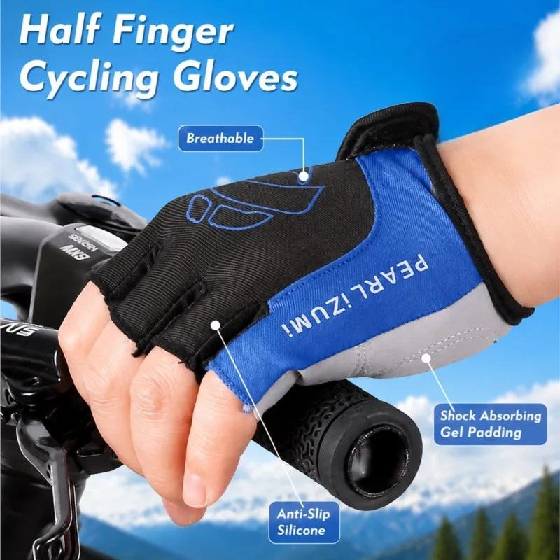 Motorrad- und Fahrradzubehör Halbfinger-Fahrradhandschuhe mit Gel-Polsterung Rutschfeste Stoßdämpfende Atmungsaktive Elastische Handschuhe
