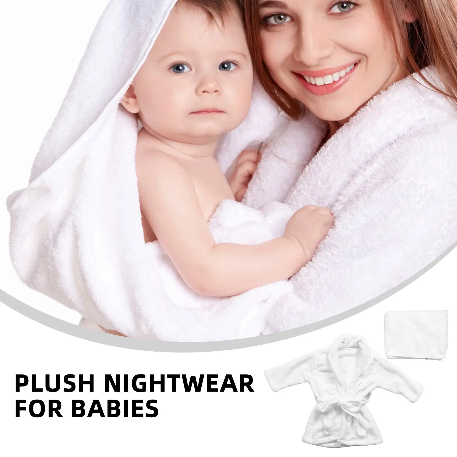 1Set Childrens Bathrobe Baby Fleece Robe Unisex Toddler Warm Nightwear with Adjustable Waist Hooded Headscarf for Bath Time