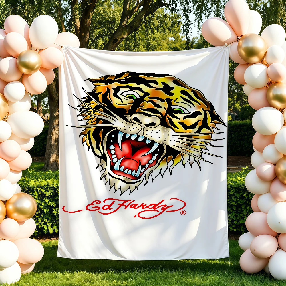 Fashion Print E-Ed H-Hardy Flag Tapestry Outdoor Party Bedroom Living Room Dormitory Decorative Themed Wall Hanging Banner Gift