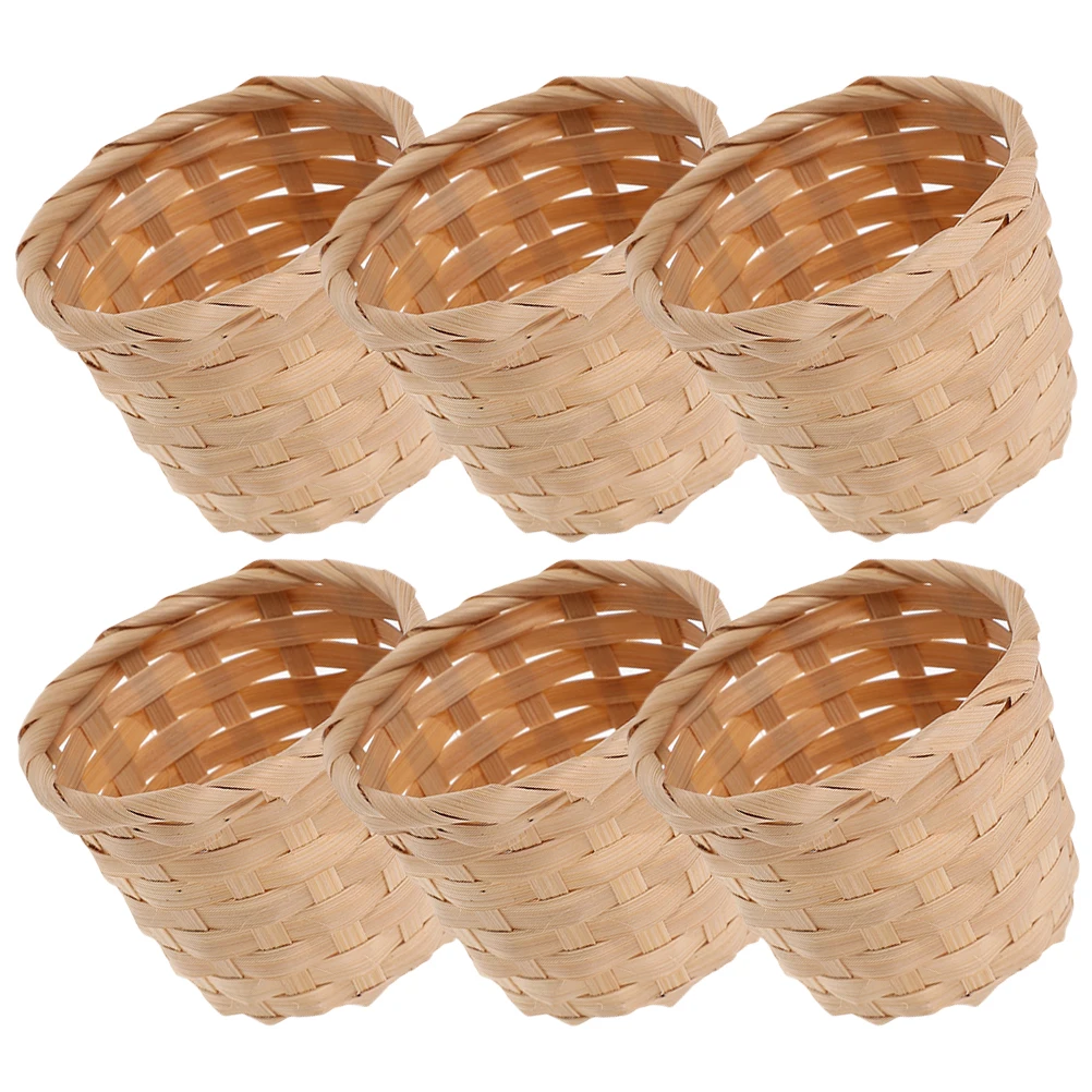 

6pcs Mini Bamboo Woven Baskets Handmade Desk Storage ganizer for Flowers Plants Fruit Kitchen Decor Lightweight Storage