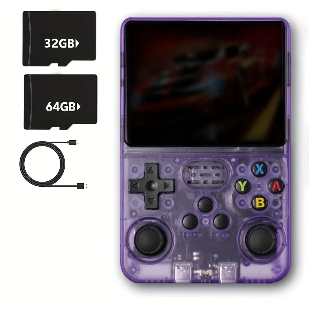 R36S Retro Video Handheld Device, Linux System, 3.5-inch IPS Screen, Built in 3000mAH Battery, Rechargeable Portable, 32G+64G TF image 3