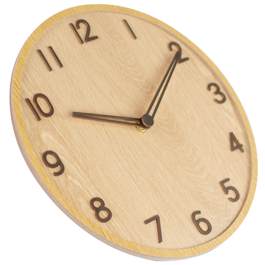 

Large Wood Grain Clock Retro Decor Wall Hanging Big Living Room Clocks Farmhouse for Walls