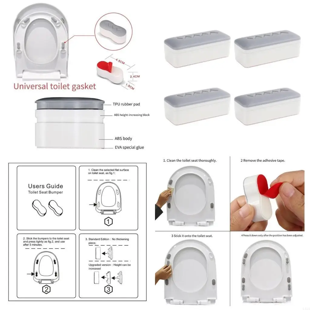 L43A Toilet Stabilizer Kits 4PCS Toilet Spacer Bumpers Easy Installation