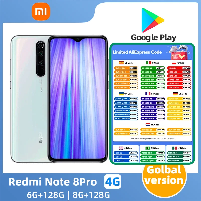 xiaomi redmi note  8pro  4G Unlocked 128G All Colours Good Condition used phone