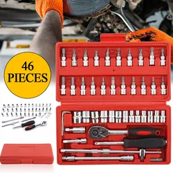 46pcs Metric Flexible Head Ratcheting Wrench Combination Wrench Set 1/4