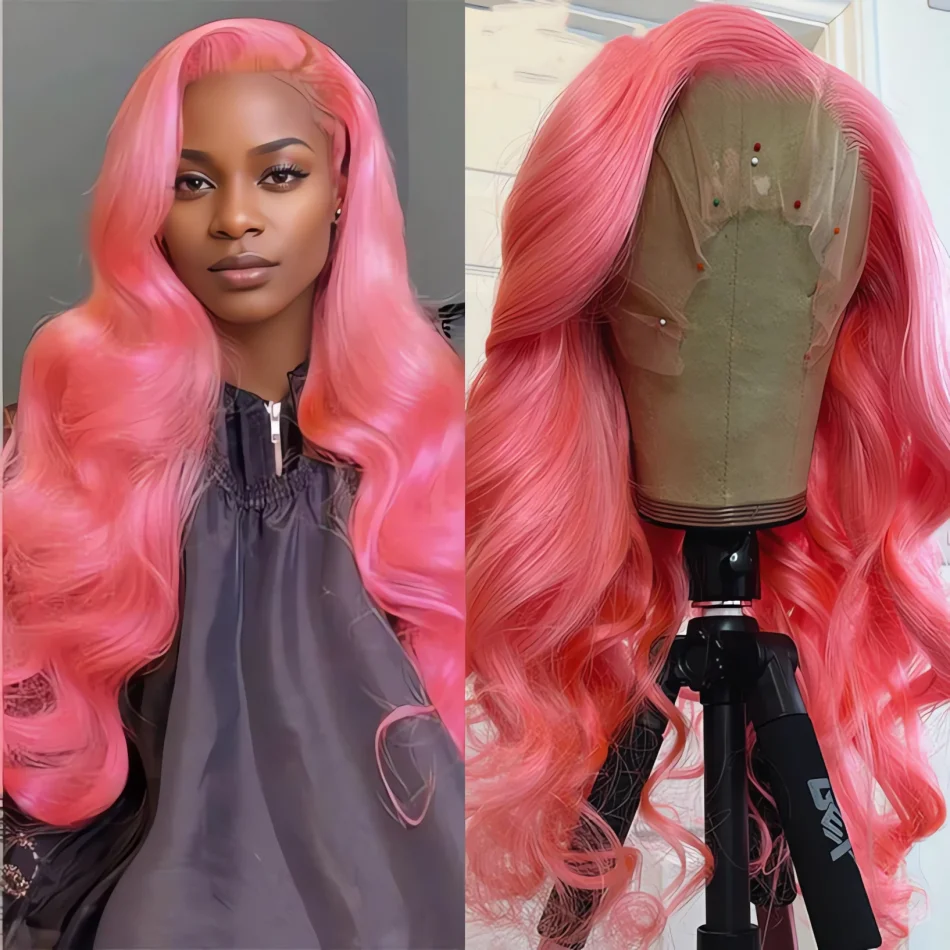 

Light Pink 13x4 Body Wave Lace Wig Glueless Wigs Clearance on Sale 13x6 hd Lace Frontal Human Hair Wig for Women Choice Cosplay