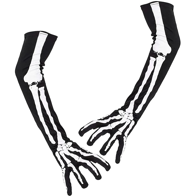 Halloween Skeleton Long Glove Halloween Gloves Halloween Cosplay Ghost Face Bones Skeleton Show Glove Emo Performance Costume