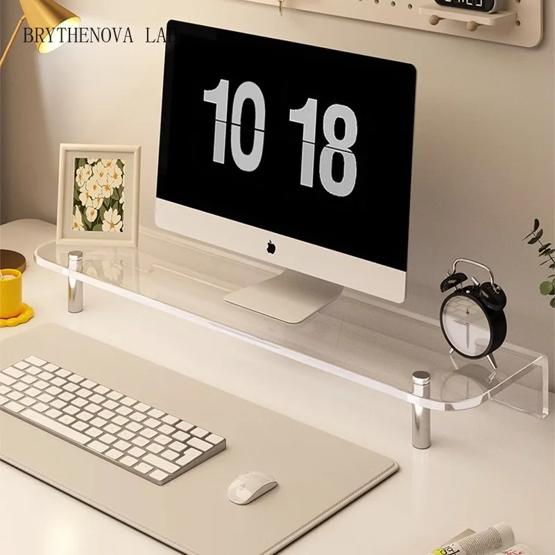 Transparent Acrylic Desktop Decorative Stand, Monitor Booster Laptop Stand, Visualizer, Desktop Organizer, Shelf Protect Neck