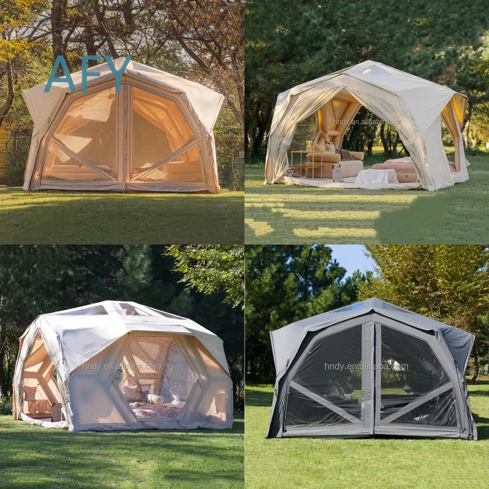 Inflatable Dome Tent for Outdoor Camping Hiking Backpacking Travel Lightweight Portable Double Layer Waterproof Moisture