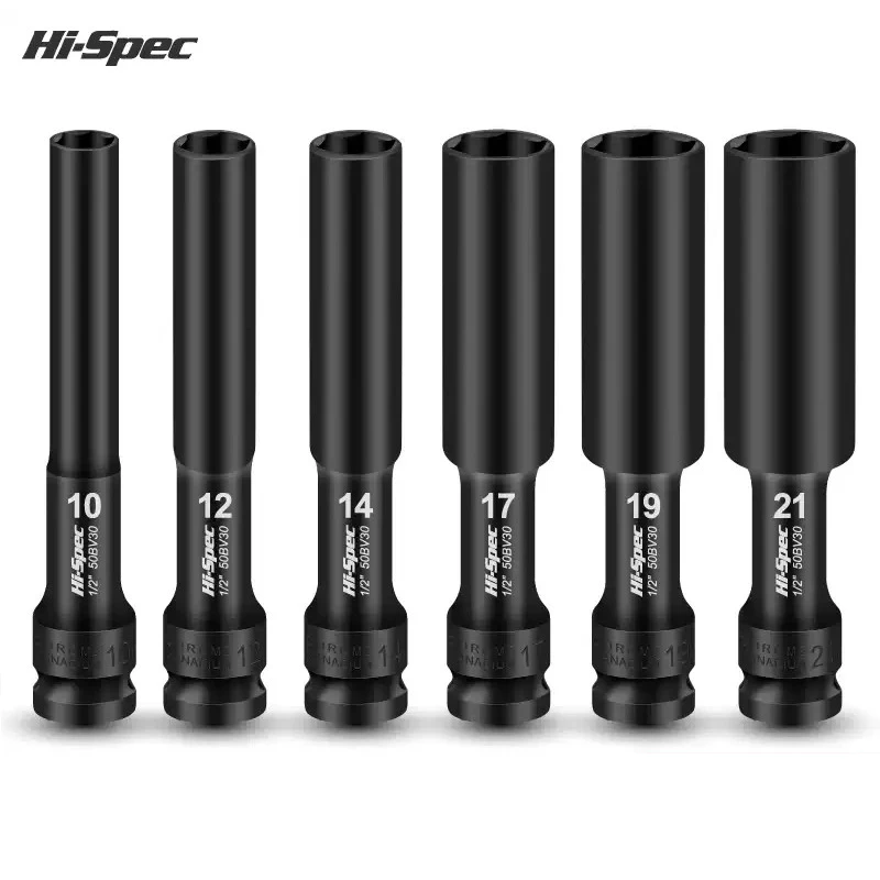 

Hi-Spec 6/7/8PCS Impact Swivel Socket Set 1/2-Inch Drive Universal JointCr-Mo Steel Grade