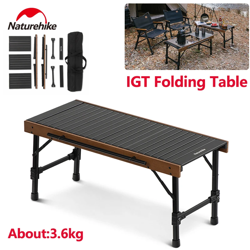 Naturehike IGT Table Outdoor Aluminum Alloy Folding Camping Cooking Barbecue Grill BBQ Picnic Removable Portable Bearing 30kg