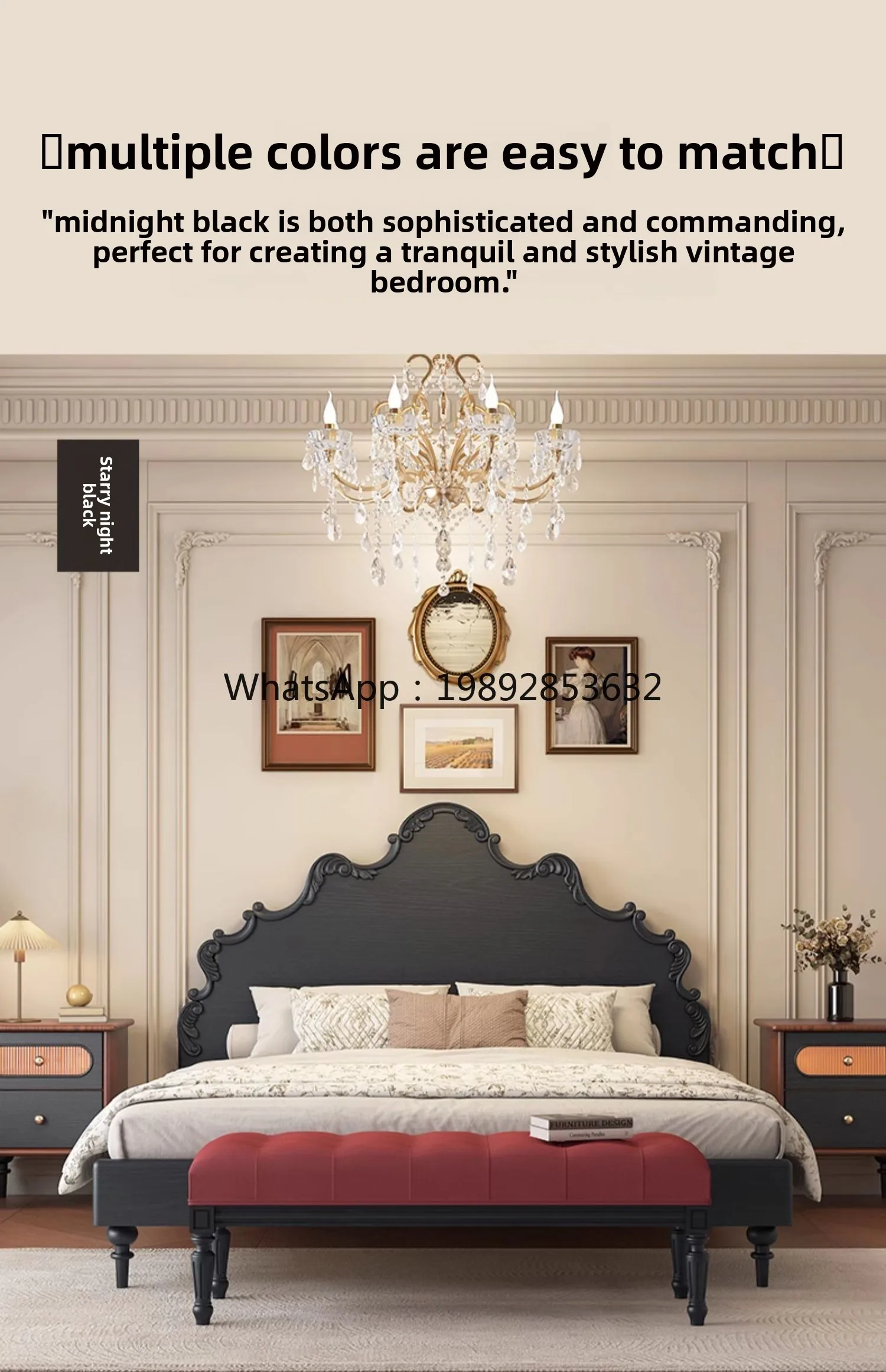 YFY French Cream Style Retro Solid Wood Bed Master Bedroom Double Bed White Bedroom Furniture American Wedding Bed