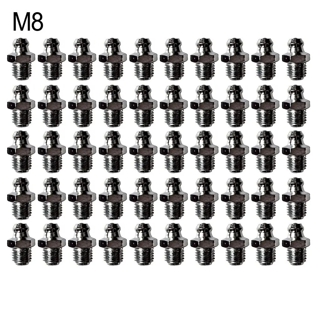 Industrial Straight Grease Nipples Set 50pcs M6 M8 M10 304 Stainless Steel Metric External Thread for Railway Maintenance