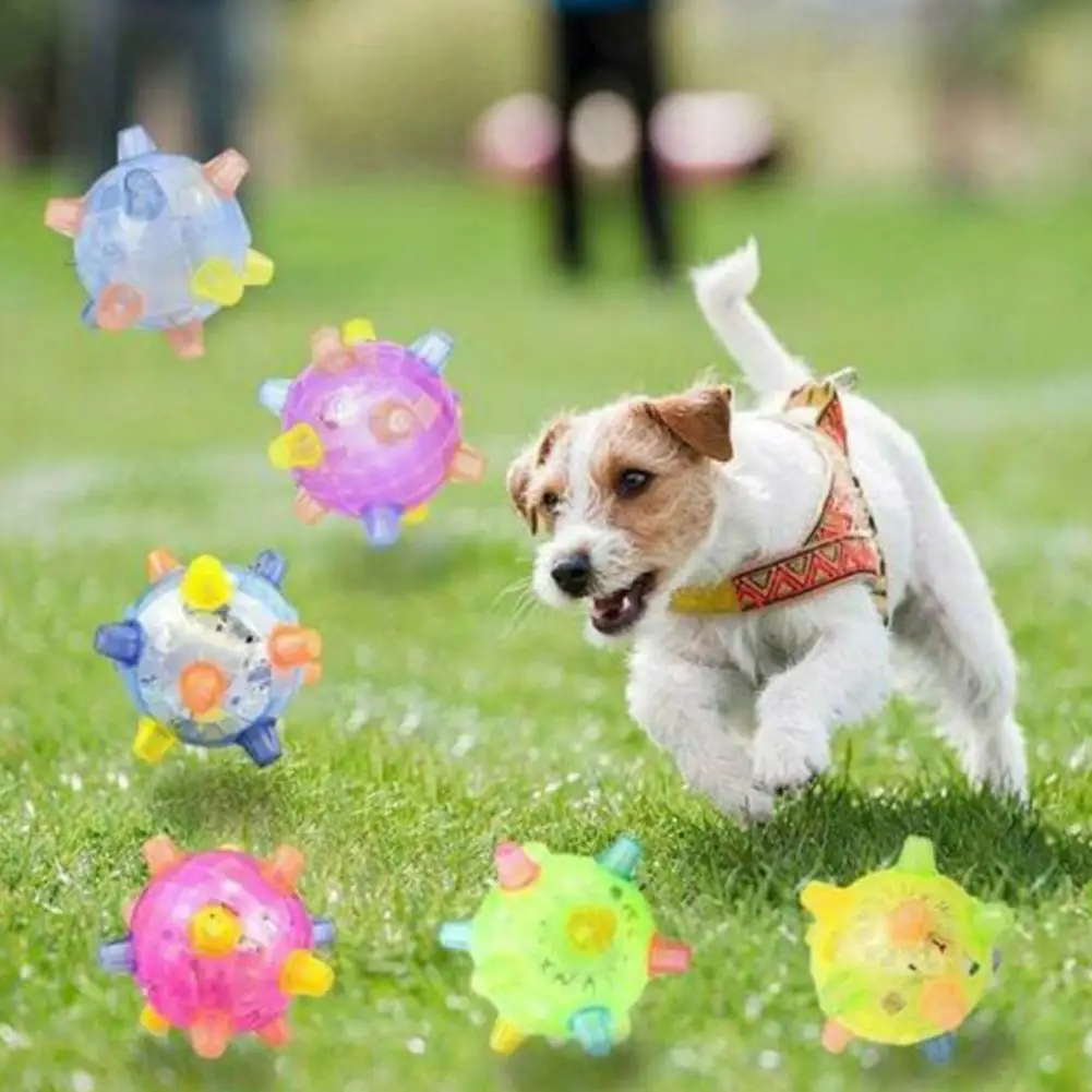 Jumping Activation Ball LED Light Up Music Flashing Bouncing Vibrating Ball Toys Dog Chew Electric Toys Dancing Ball Gift