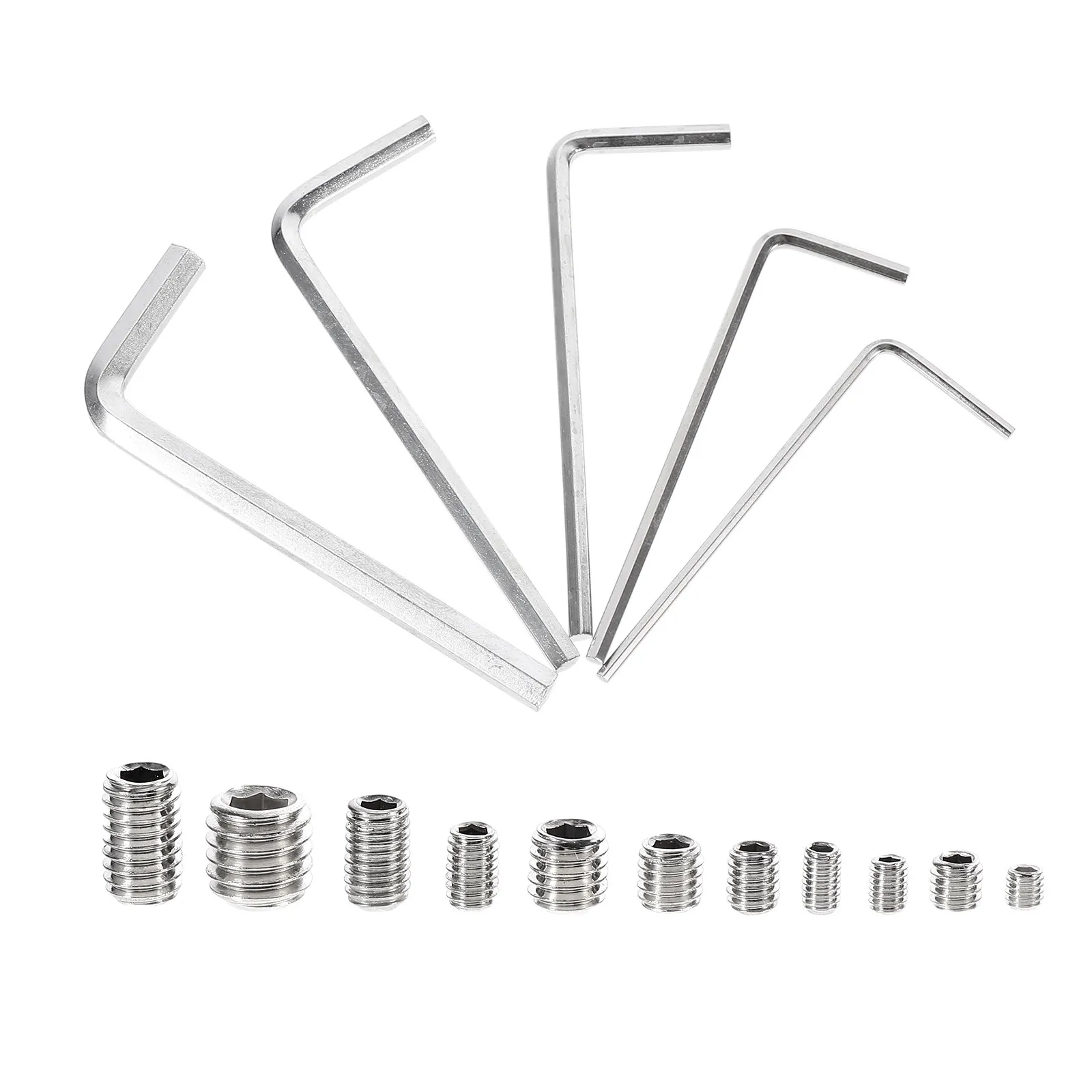 240Pcs Stainless Steel Hex Grub Screw Allen Head Socket Kit Flush Mount Repair Set Includes 5 Hex Wrenches for Door Handles