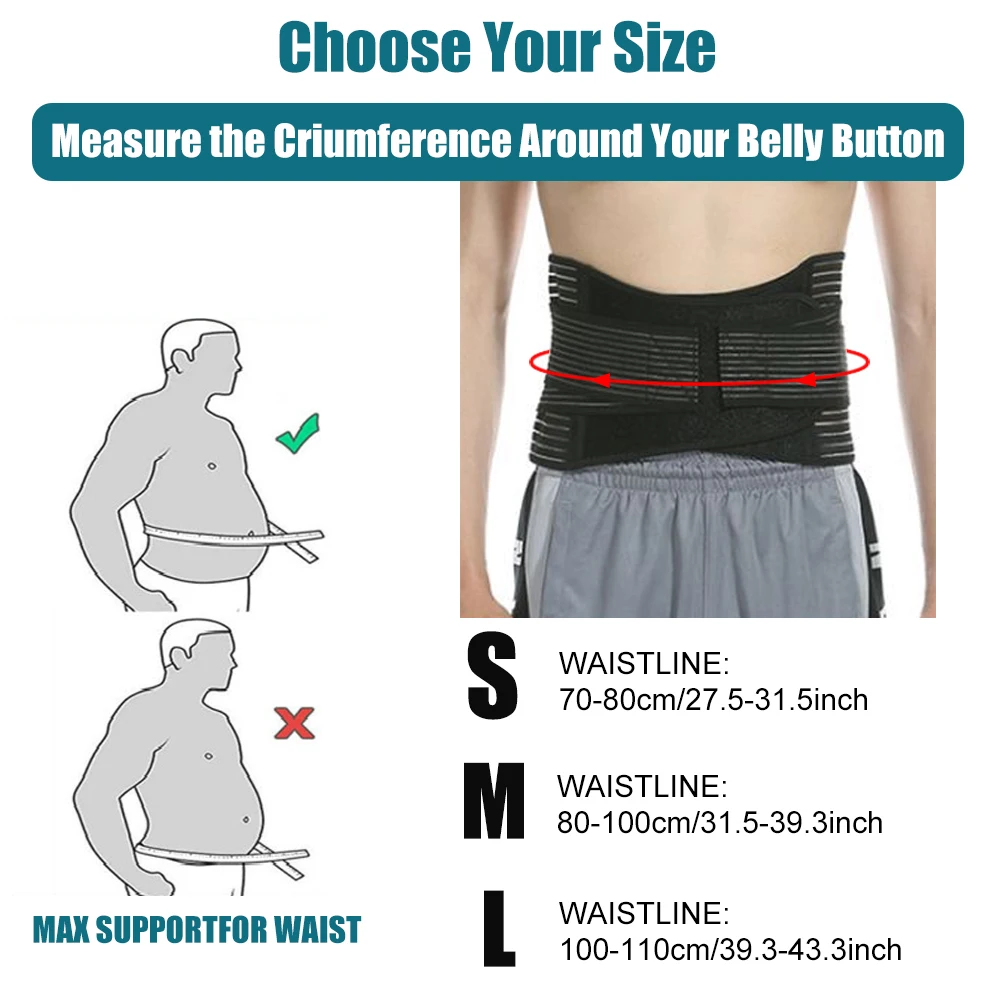 Adjustable Breathable Lumbar Back Support Belt for Men and Women Relief Waist Back Pain for Sciatica, Herniated Disc, Scoliosis