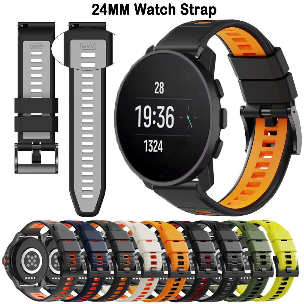جديد 24 مللي متر سوار معصم من السيليكون الأشرطة ل Suunto Core ألفا حزام (استيك) ساعة Suunto 9/D5/7/المعصم المتقشف HR Baro/9 سوار ساعة بارو