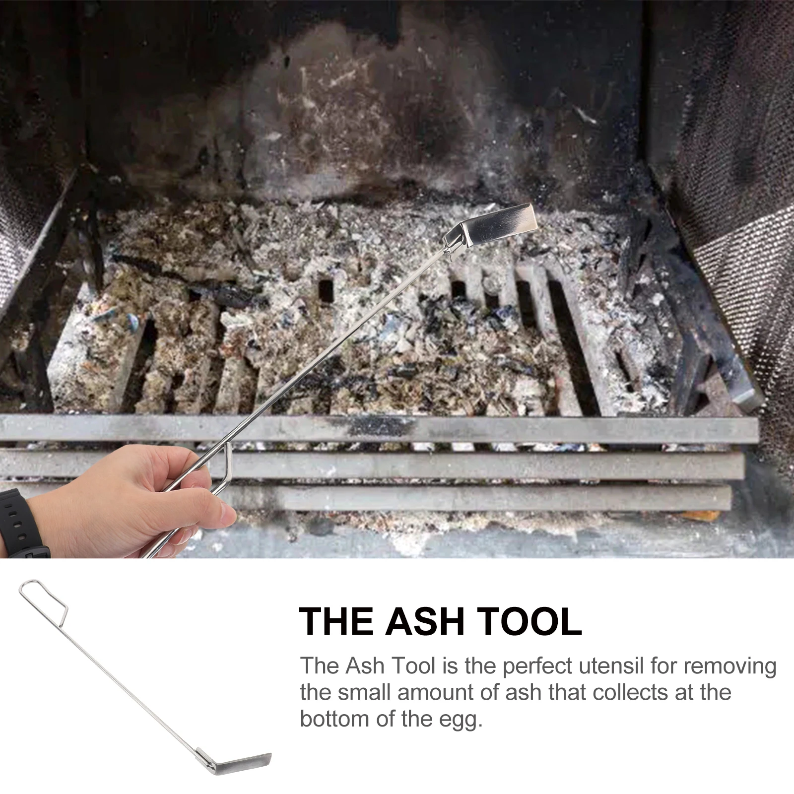

Stainless Steel 46Cm Bbq Ash Tool Rake Poker High Temperature Resistant Charcoal Ash Cleaning Poker for Charcoal