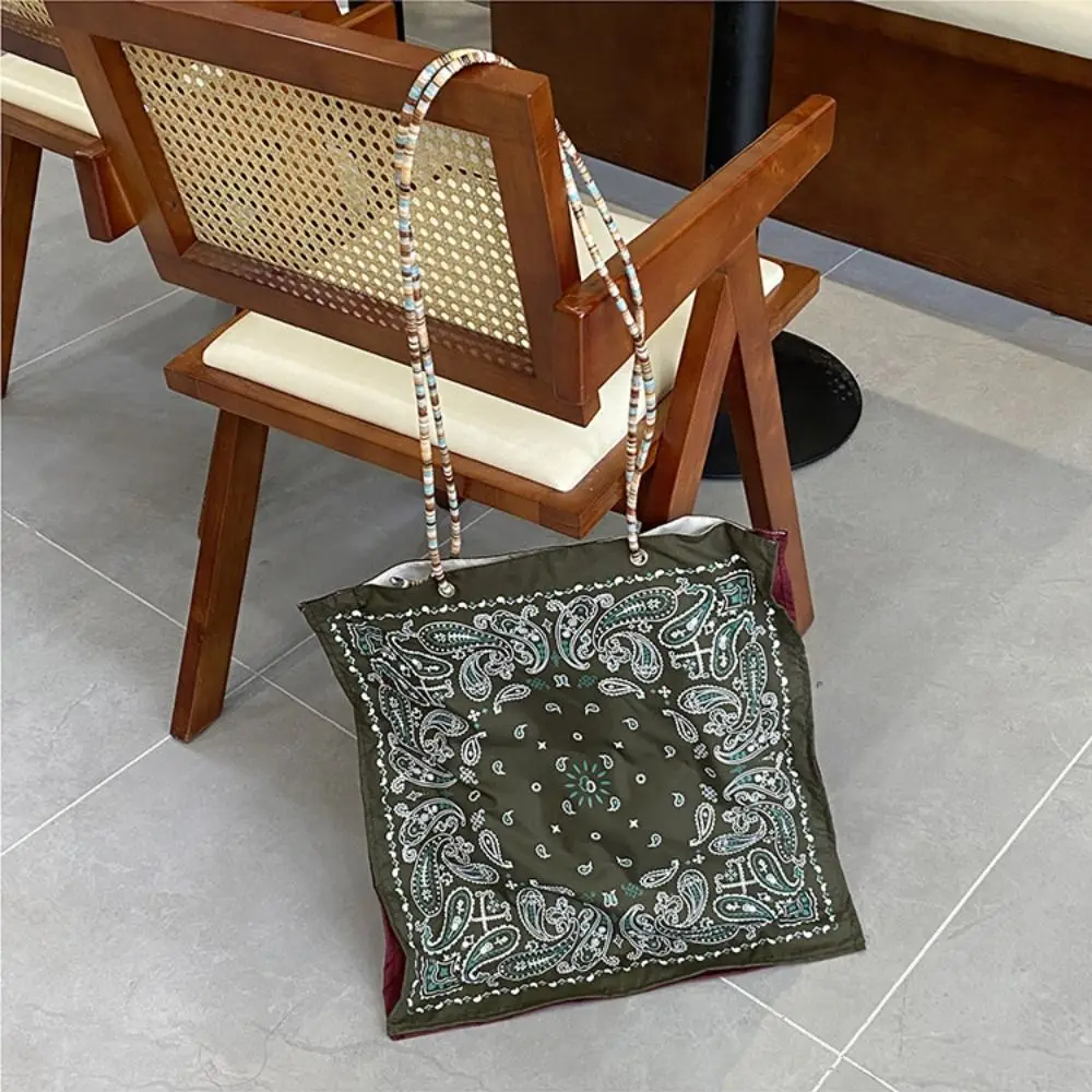 Printed Cashew Flower Canvas Bag Double Side Large Capacity Canvas Tote Bag Lightweight Shopping Bag Women's Handbag Vacation