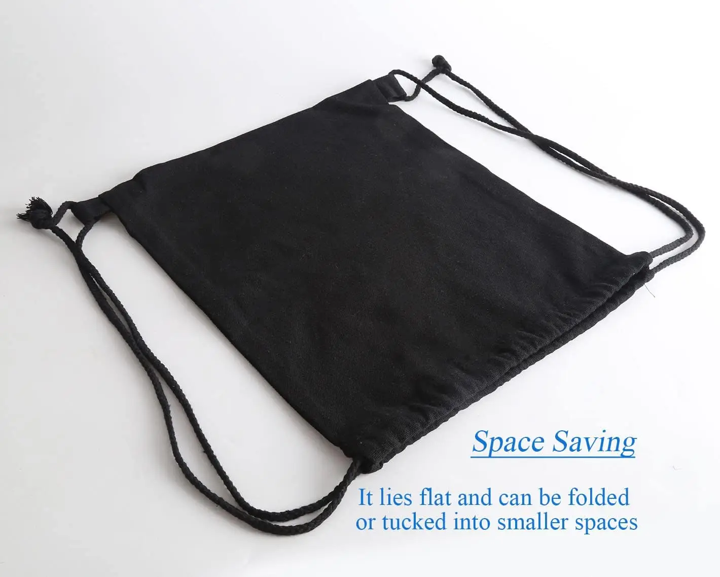 Baumwoll-Canvas-Rucksack mit Kordelzug, Fitnessstudio, Sackpack, Sport-String-Sackpack, Aufbewahrung, Geschenktasche, 2 Stück, Schwarz, 34,5 x 40 cm, lässig – Detail 7
