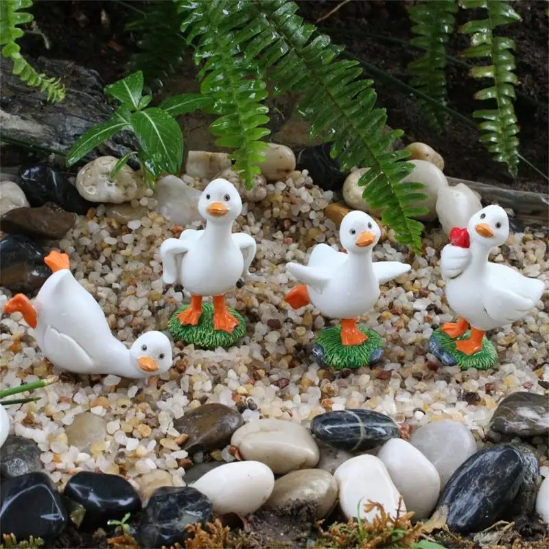 2025 NUEVO 4pcs Modelos resinas pato adornos para amantes los animales Home and Party Decorations