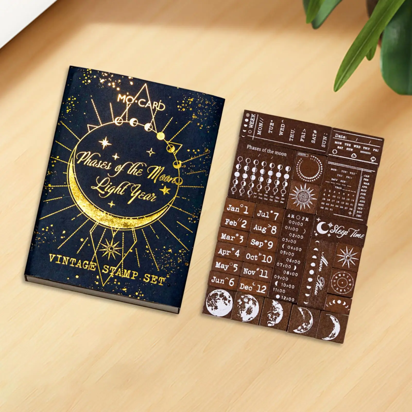 

29x Wooden Rubber Stamps Week Months Accessories Crafts Multiple Size for Scrapbooking Photo Album Card Making Journals Painting