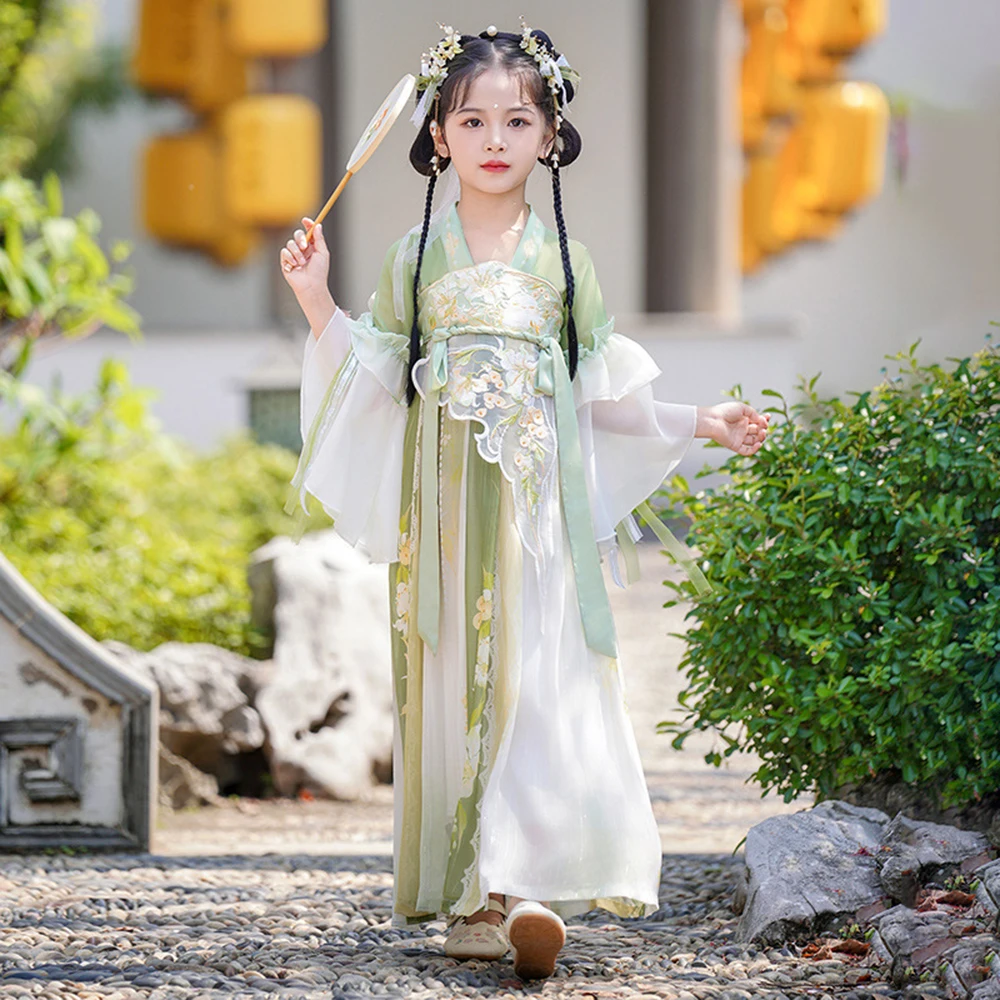 Chinese Hanfu Dress Girls New Year Costume Embroidered Ancient Hanfu Dress Children Halloween Carnival Fairy Cosplay Costume