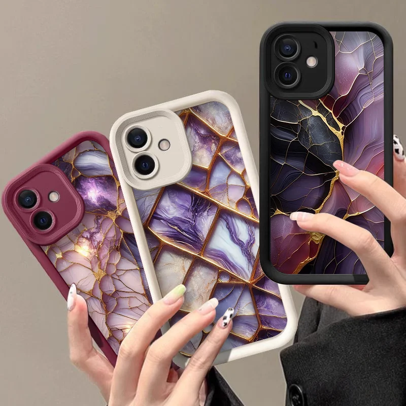 حافظة هاتف أنيقة من الرخام الكريستالي الأرجواني لهاتف جوجل بيكسل 10 9 8 7 8A 7A Pro XL 5G أغطية ناعمة من السيليكون مضادة للسقوط Fundas