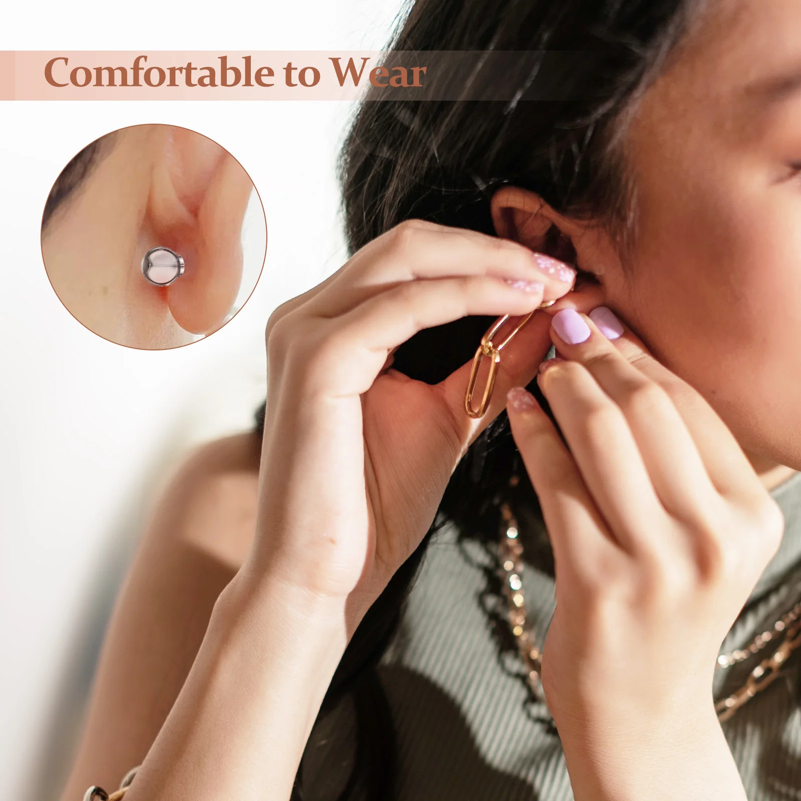 50 قطعة من سدادة ظهور القرط، تثبيت آمن، سهلة الاستخدام، ملابس مريحة من مادة Tpe، إكسسوارات أقراط للنساء