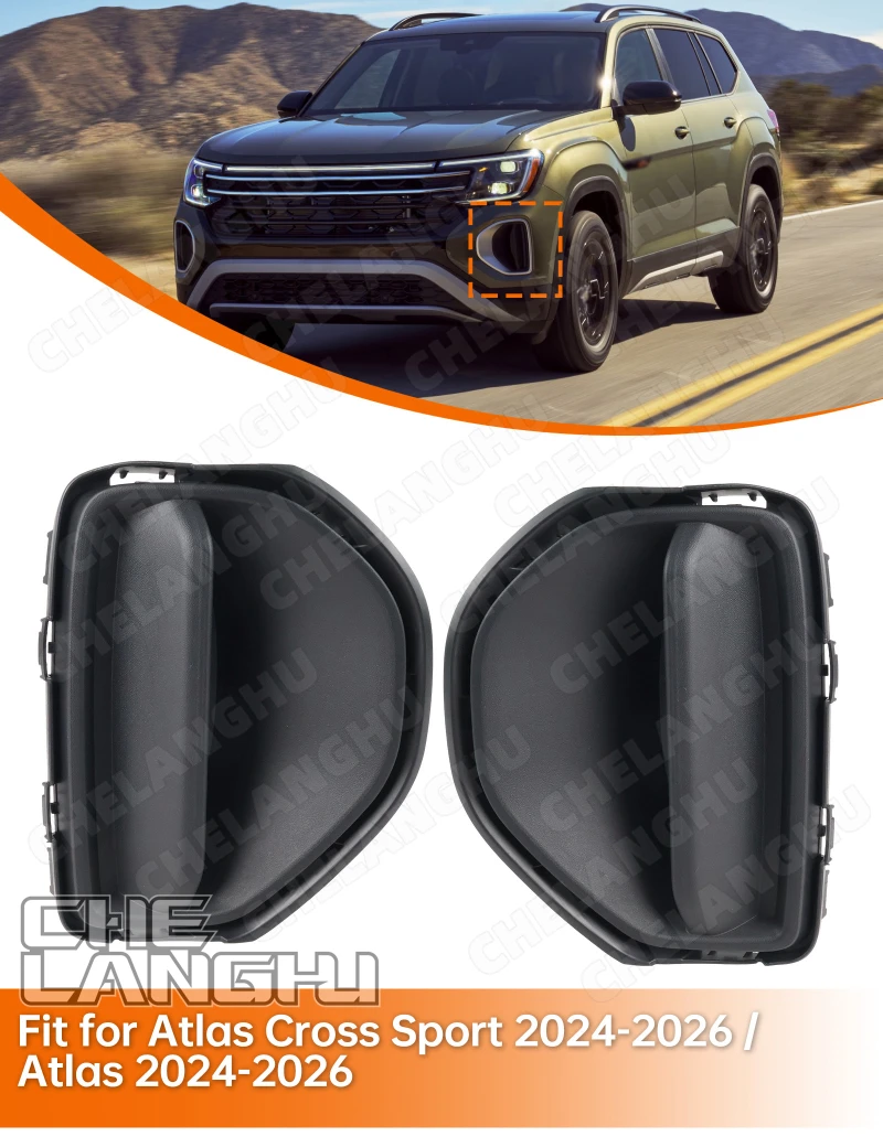 Front Bumper Fog Lamp Frame Cover For Volkswagen Atlas 2024-2026 VW Atlas Cross Sport 2025 2026 Car Accessories Fog Light Grille