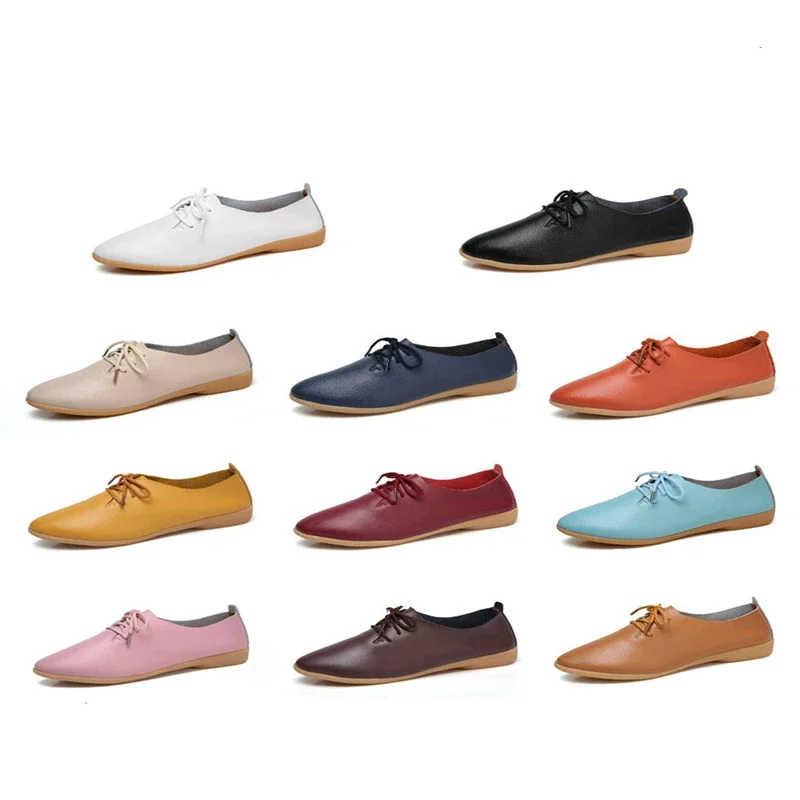 Genuine Leather Summer Loafers Women Casual Shoes Moccasins Soft Pointed Toe Ladies Footwear Women Flats Shoes Female