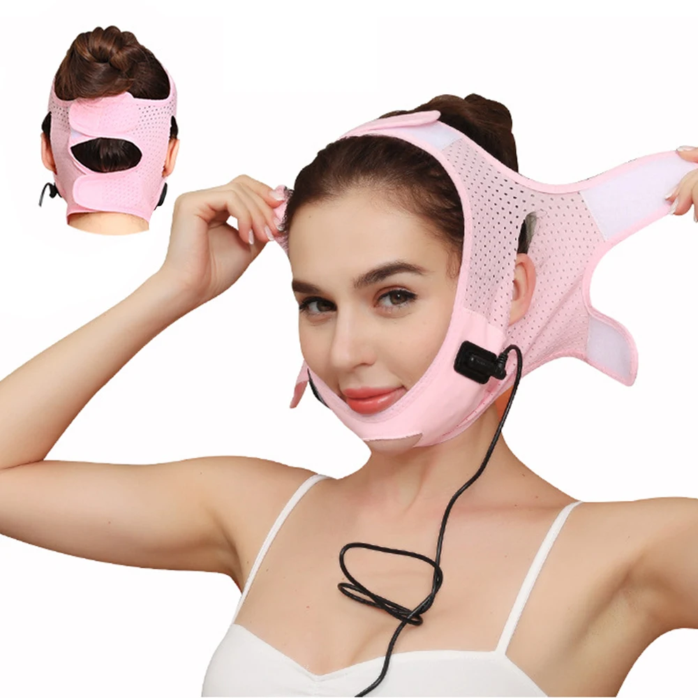 Tighten The Lift Belt Compress The Face Thin Bandage Electric Vibration V Face Reduce Double Chin Posture Corrector Portable