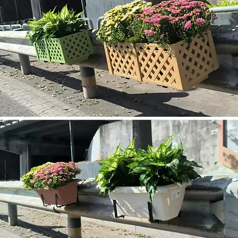 1Pair Hanging Flower Planter Holder Hooks Plant Pot Box Holders Adjustable Hanger For Flower Balcony Yard Garden Wall Deco