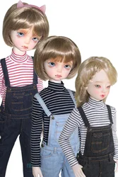BJD doll Accessories clothes fits 43-45cm 1/4 MSD MK MYOU fashion striped T-shirt Denim overalls